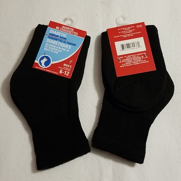 NEW 4 Pair Men's Diabetic Comfort Black Quarter Socks - Picture 4 of 10